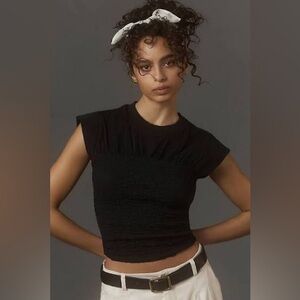 Anthropologie Black Short Sleeve Top